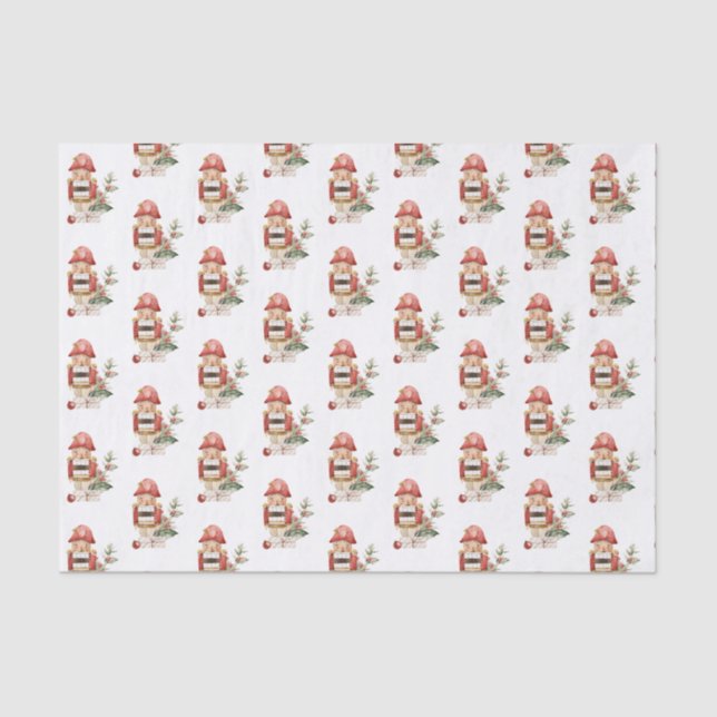 Papel De Seda Simples Watercolor Nutcracker Natal (Frente )