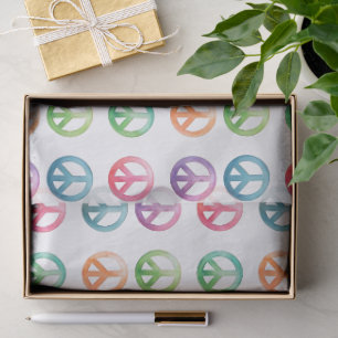 Papel De Seda Sinais de paz groovy estilo aquarela hippie amor