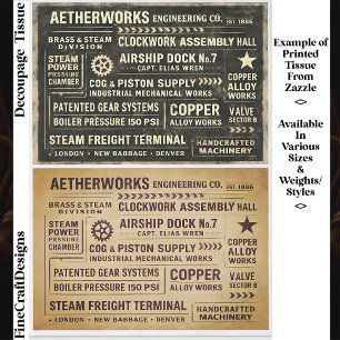 Papel De Seda Sinais de Trabalho Steampunk Envelhecidos e Decoup