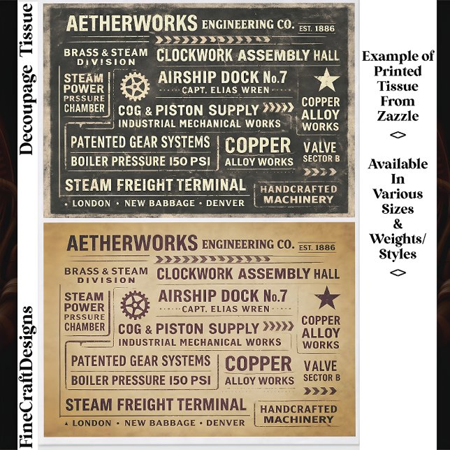 Papel De Seda Sinais de Trabalho Steampunk Envelhecidos e Decoup (Criador carregado)