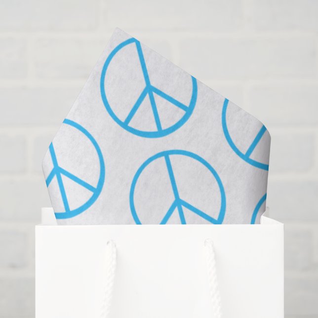 Papel De Seda Sinal de Paz Azul Retro Divertido (Sacola de presentes)