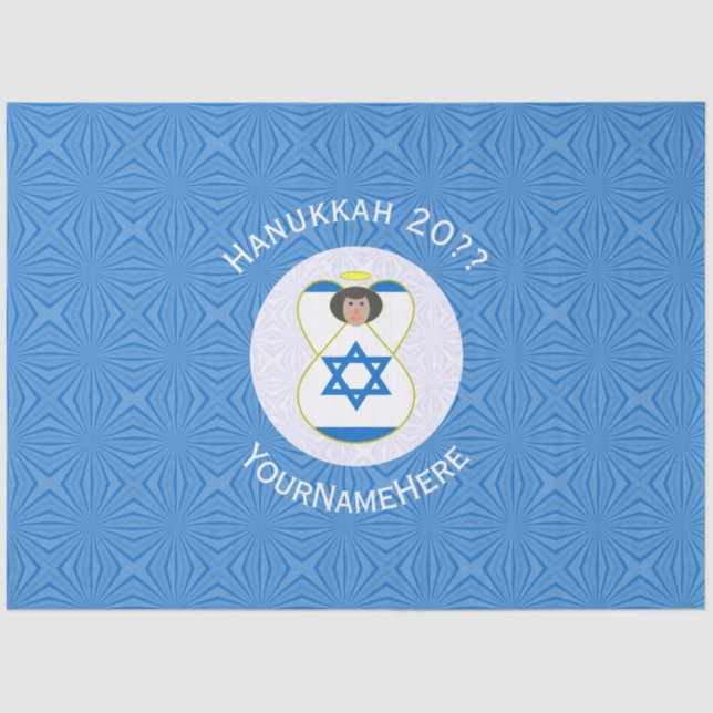 Papel De Seda Sinalizador Israelita Anjo Hanukkah Personalizado (Frente )