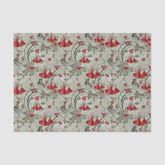 Papel De Seda Sinos de Natal e Holly (Frente )