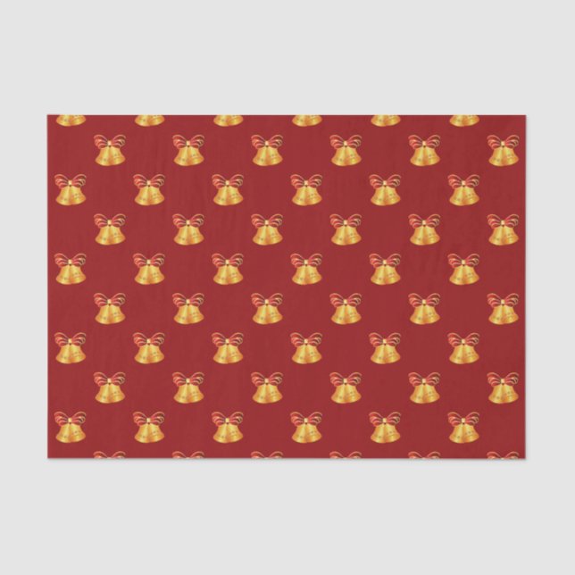 Papel De Seda Sinos Dourados Metálicos Brilhantes com Arcos Verm (Frente )