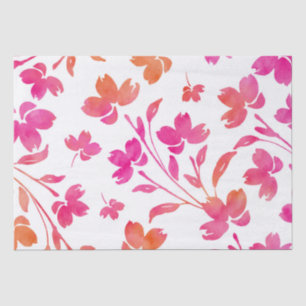 Papel De Seda Sistemas de Flores Cor de Água Rosa Quente e Laran
