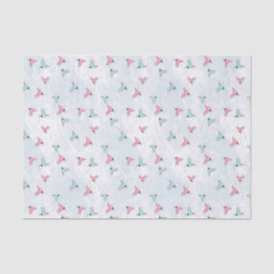 Papel De Seda Skates de gelo rosa e aqua Natal