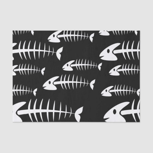 Papel De Seda Skeleton Fish Bones pescando Humor pescador com fo (Frente )