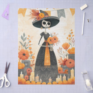 Papel De Seda Skeleton Lady La Catrina Dia da Desocupação Morta