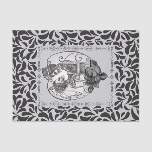 Papel De Seda Skeleton Love Casal Dance Gothic Weding (Frente )