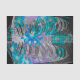 Papel De Seda Skeleton Rib Cage Floral Teto Black Vintage Xray