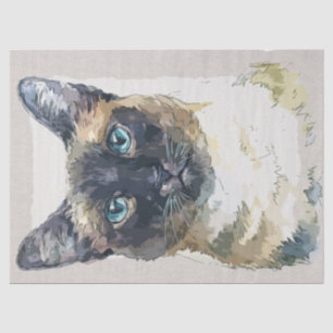 Papel De Seda Sketch para Cat Watercolor do Siamese Shorthair