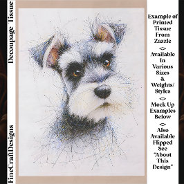 Papel De Seda Sketch Style Cute Schnauzer Dog EW4R Decoupage
