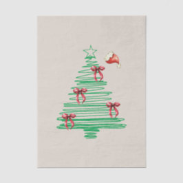 Papel De Seda sketchy christmas tree with red bow and santa hat