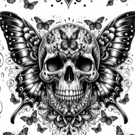 Papel De Seda Skull and Butterflies Decoupage Paper