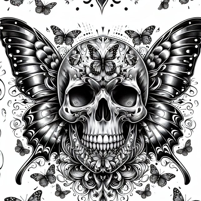 Papel De Seda Skull and Butterflies Decoupage Paper  (Criador carregado)