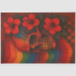 Papel De Seda Skull & Hibiscus Contra a Desanexação de Sinalizad