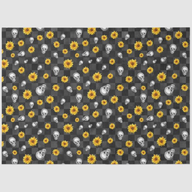 Papel De Seda Skulls and Sunflower Series Design 12 (Frente )