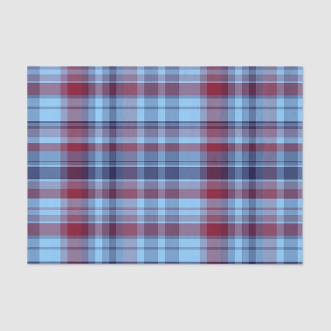 Papel De Seda Sky Blue Marinho Burgundy Preppy Madras (Frente )