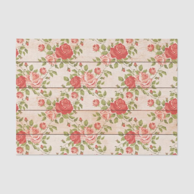 Papel De Seda Slats de madeira Rosa de Shabby Russo (Frente )