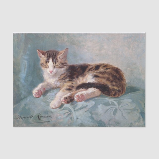 Papel De Seda Sleepy Kitten ・ Henriette Ronner-Knip (1821-1909) (Frente )