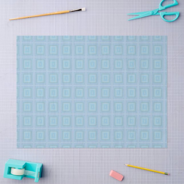 Papel De Seda Small blue squares. (Arte )