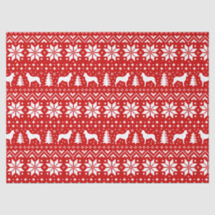 Papel De Seda Smooth Collie Silhouettes Padrão de Natal Vermelho