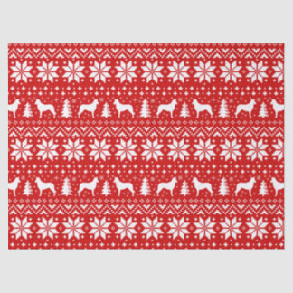 Papel De Seda Smooth Collie Silhouettes Padrão de Natal Vermelho
