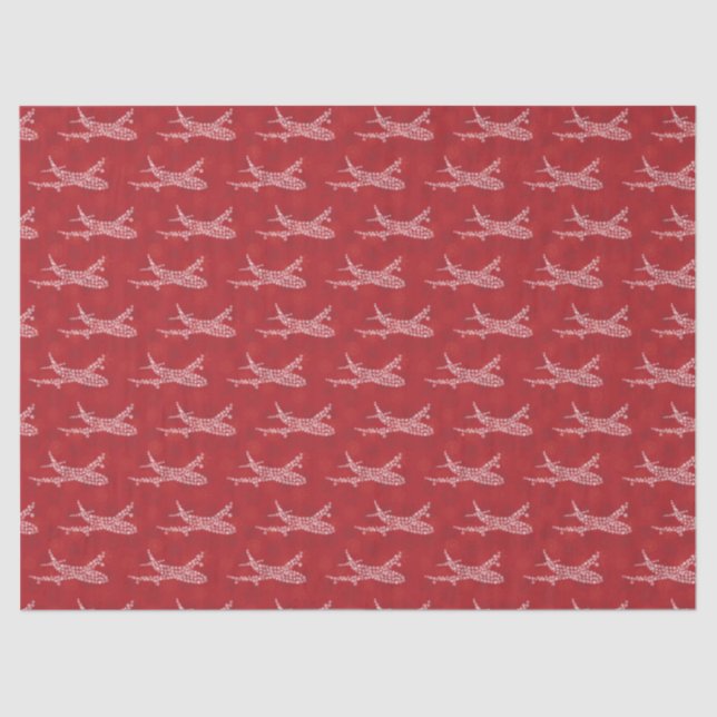 Papel De Seda Snowflake Airplane on red. (Frente )