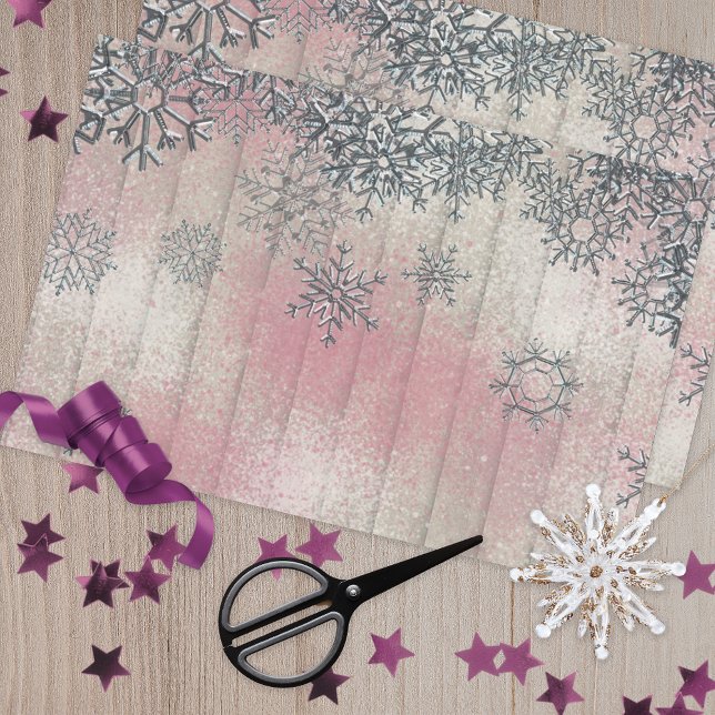 Papel De Seda Snowflakes on Wood Merry Christmas (Criador carregado)