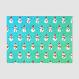 Papel De Seda Snowman Azul e Verde com Natal de neve