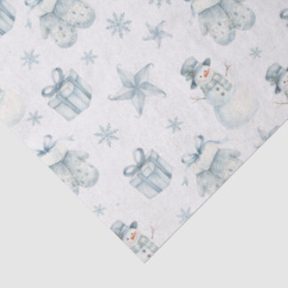 Papel De Seda Snowman & Mittens Tissue Paper – Blue Winter Gift 