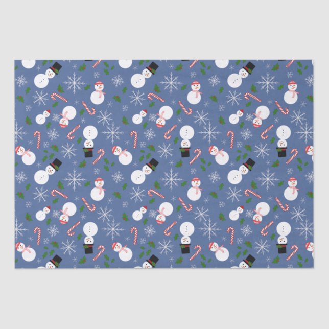 Papel De Seda Snowman Snowflake Winter Holiday Paper (Frente )