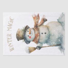 Papel De Seda Snowman Watercolor Winter Christmas