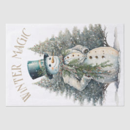 Papel De Seda Snowman Watercolor Winter Christmas