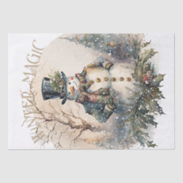 Papel De Seda Snowman Watercolor Winter Christmas
