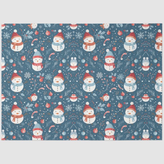 Papel De Seda Snowmen Berries Candy Canais Natal (Frente )