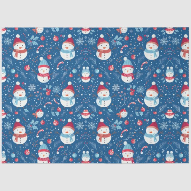 Papel De Seda Snowmen Berries Candy Canais Natal (Frente )