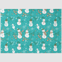 Papel De Seda Snowmen Berries Snowflakes Greenery Natal
