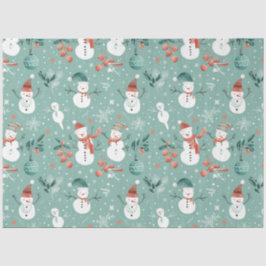 Papel De Seda Snowmen Berries Snowflakes Greenery Natal