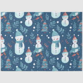 Papel De Seda Snowmen Snow Trees Greenery Natal