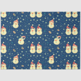 Papel De Seda Snowmen Snowflakes Greenery Natal