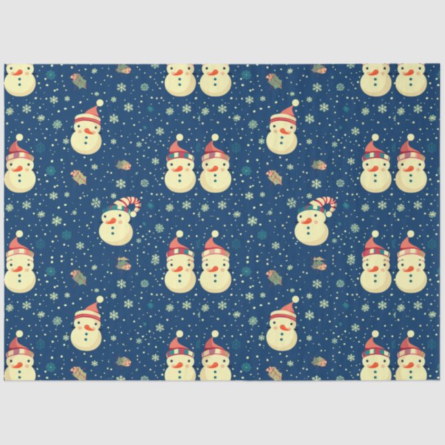 Papel De Seda Snowmen Snowflakes Greenery Natal (Frente )