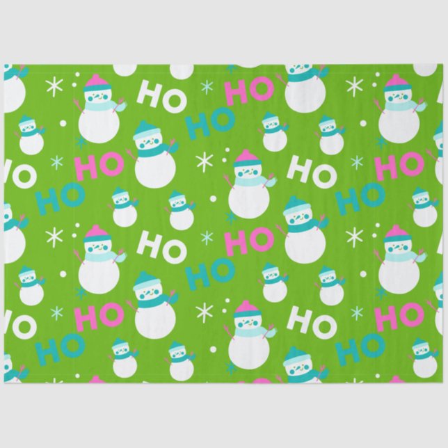 Papel De Seda Snowmen Snowflakes Ho Ho Ho Natal (Frente )