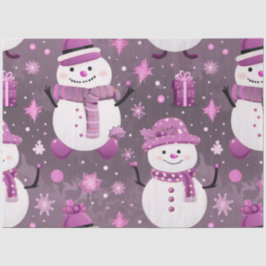 Papel De Seda Snowmen Snowflakes Oferece Cinzas Roxas Natal