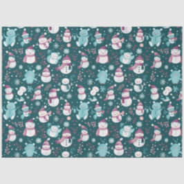 Papel De Seda Snowmen Teddy Bears Snowflakes Greenery Natal