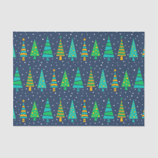 Papel De Seda Snowy Fir Trees Tissue Paper