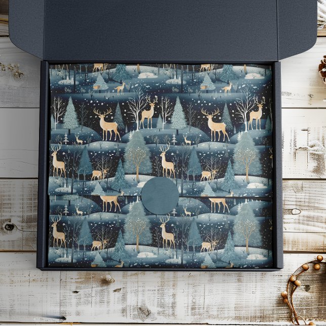 Papel De Seda Snowy Night Deer Field (Criador carregado)