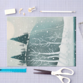 Papel De Seda Snowy Pine Forest | Woodland Christmas Holiday
