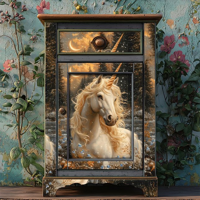 Papel De Seda Snowy White Unicorn Winter Fantasy Woodland Fairy (Criador carregado)