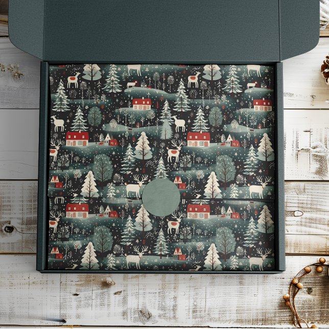 Papel De Seda Snowy Winter Farmhouse (Criador carregado)